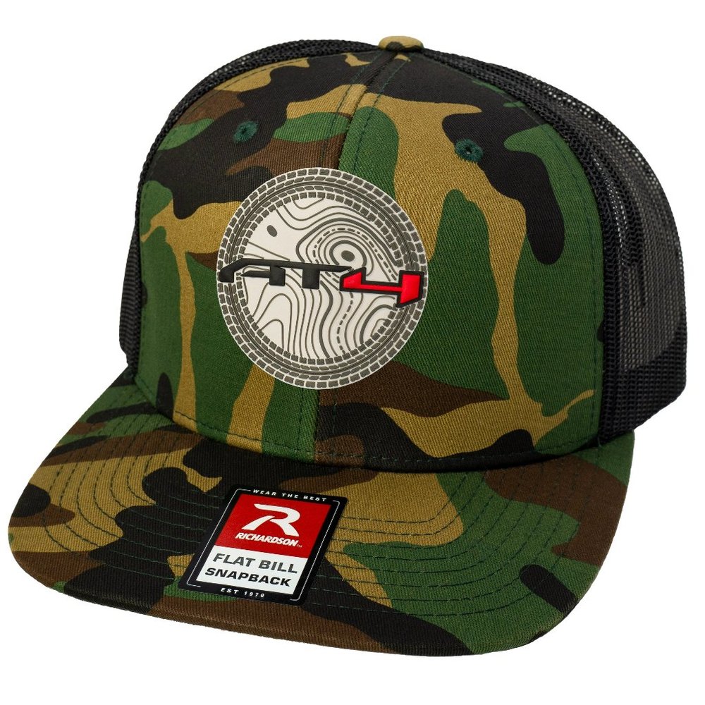 AT4 3D Topo Wool Blend Flat Bill Trucker Hat-Army Camo/ White